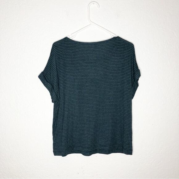 Cabi Groove Tee green gray striped jersey knit top size Small #4008 - Picture 12 of 13